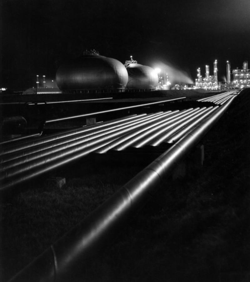 Fritz Henle Tutwiler Oil Refinery at Night Lake Charles Louisiana