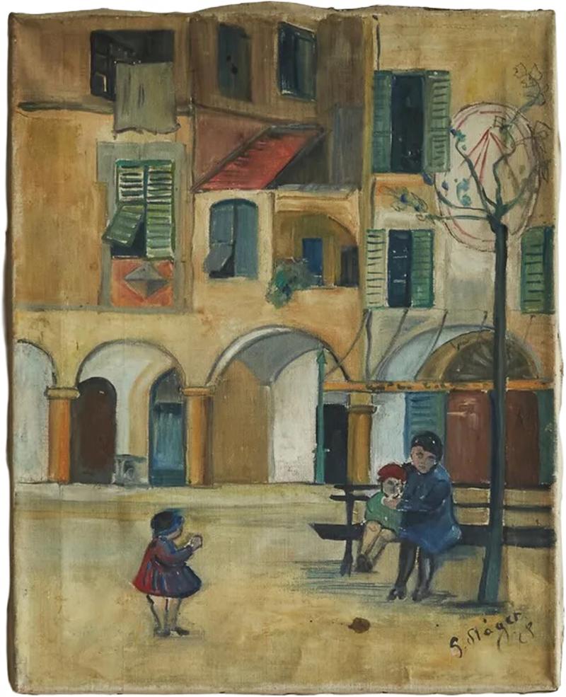 Fritz St ger Fritz St ger Wonderful and Highly Naive Oil on Canvas Switzerland 1928