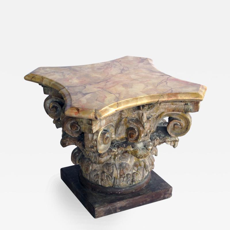 From the Tony Duquette Collection Corinthian Capital with Faux Marble Top