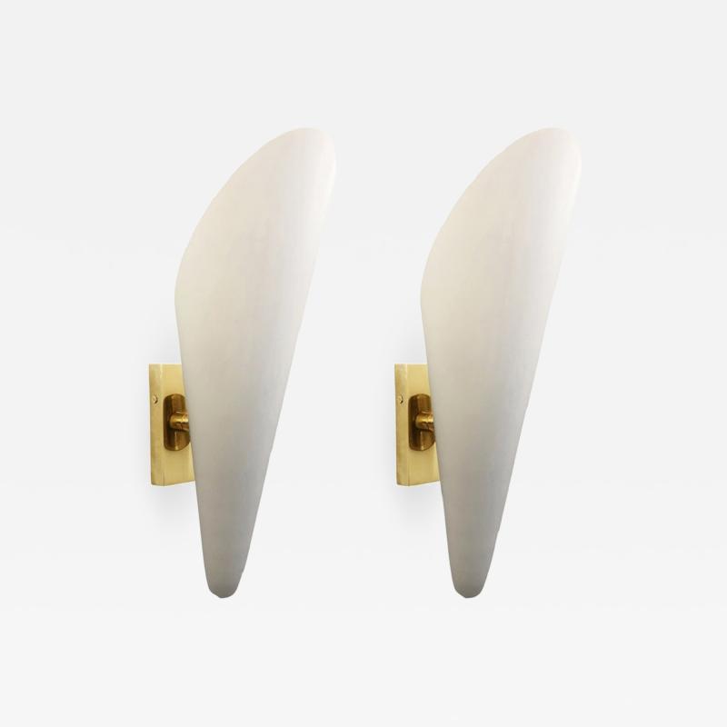 Frosted Glass Cone Sconces Italy 1960 s