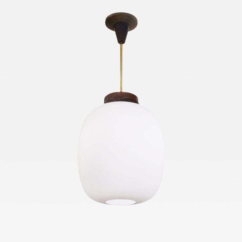 Frosted Glass Pendant with Wood Detailing