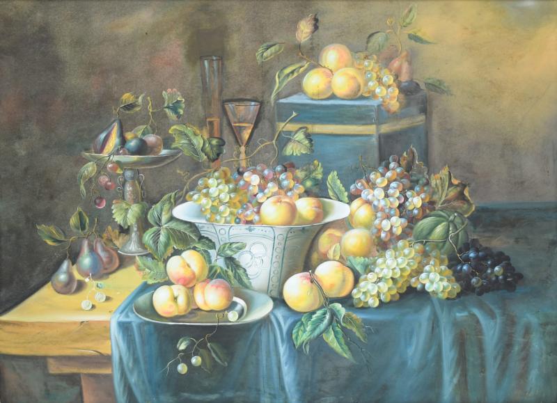 Fruit on Table Oil on Canvas Contemporary