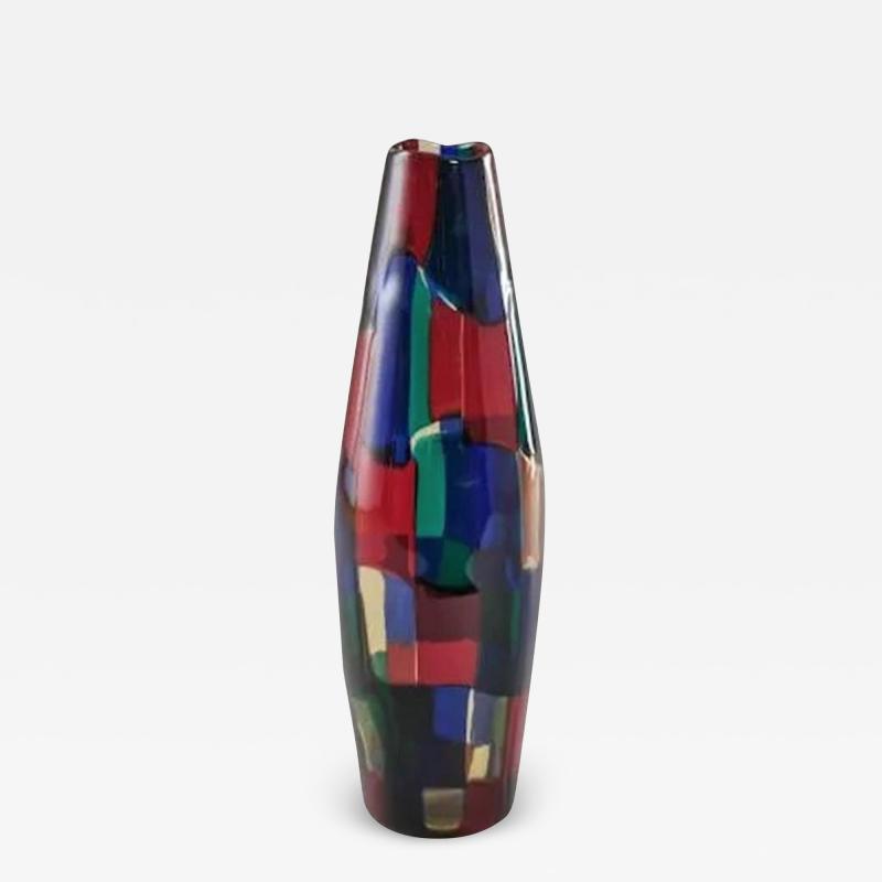 Fulvio Bianconi RARE POLYCHROME MURANO GLASS PEZZATO VASE BY FULVIO BIANCONI FOR VENINI