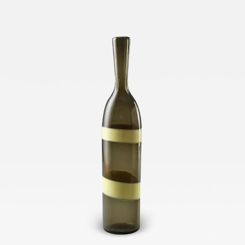 Fulvio Bianconi YELLOW AND GREEN GLASS BOTTLE BY FULVIO BIANCONI FOR VENINI