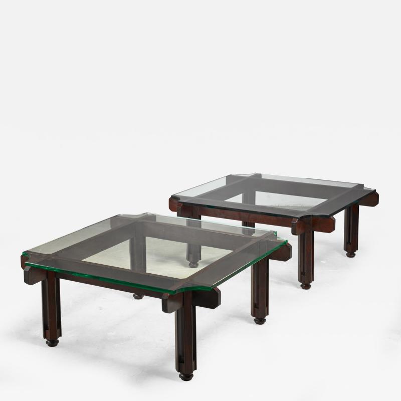 Fulvio Raboni Fulvio Raboni pair of wood and glass coffee table Italy