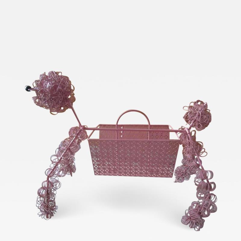 Fun Whimsical 1950s Pink Poodle Magazine Rack