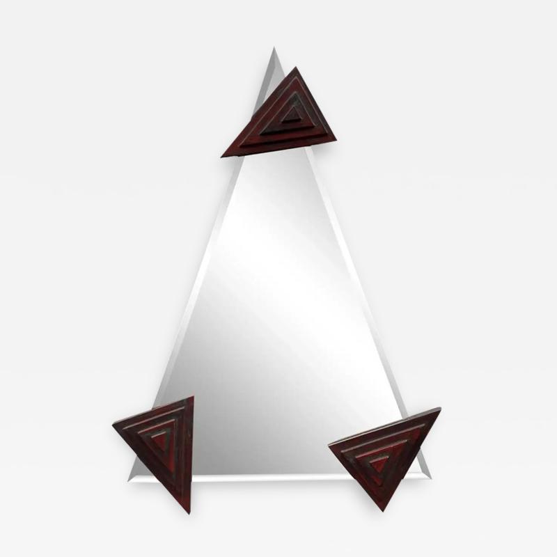 Funky Midcentury Italian Post Modern Triangular Wall Mirror in Art Deco Form