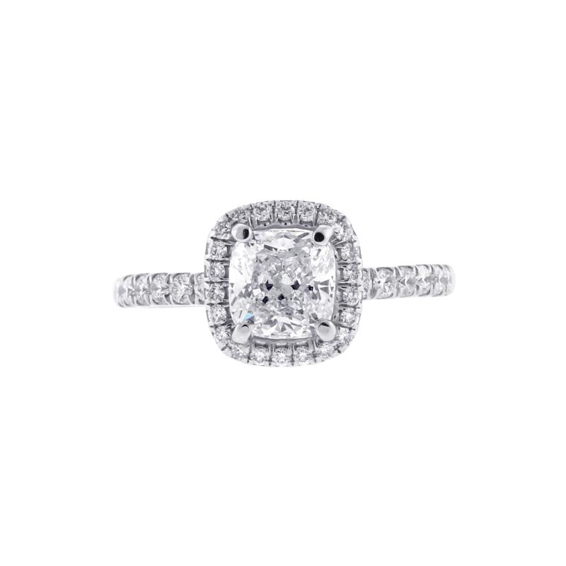 G I A Certified 1 11ct Cushion Cut Diamond Halo Engagement Ring