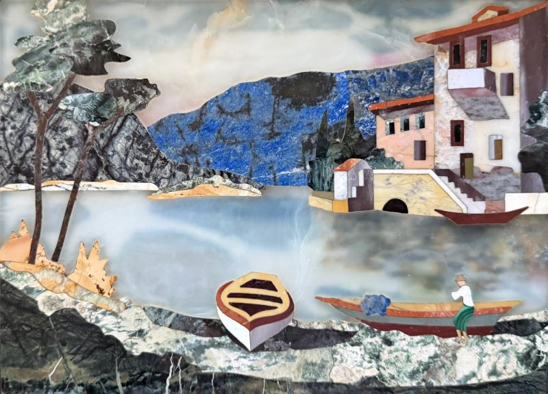 G Ugolini Pietra Dura Landscape with Figure 