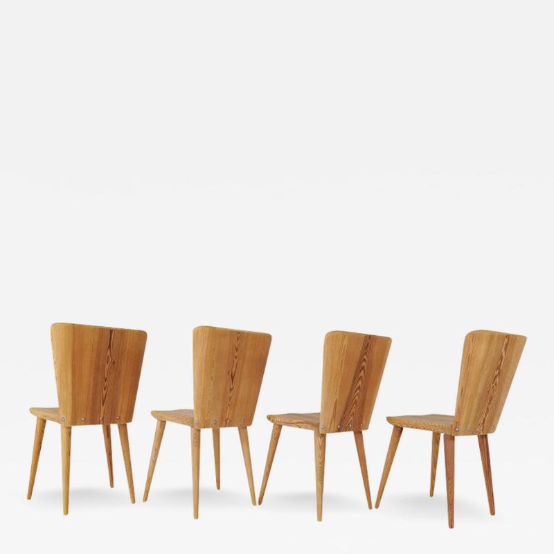 G ran Malmvall Midcentury Set of 4 Pine Sculptural Dining Chairs G ran Malmvall Sweden