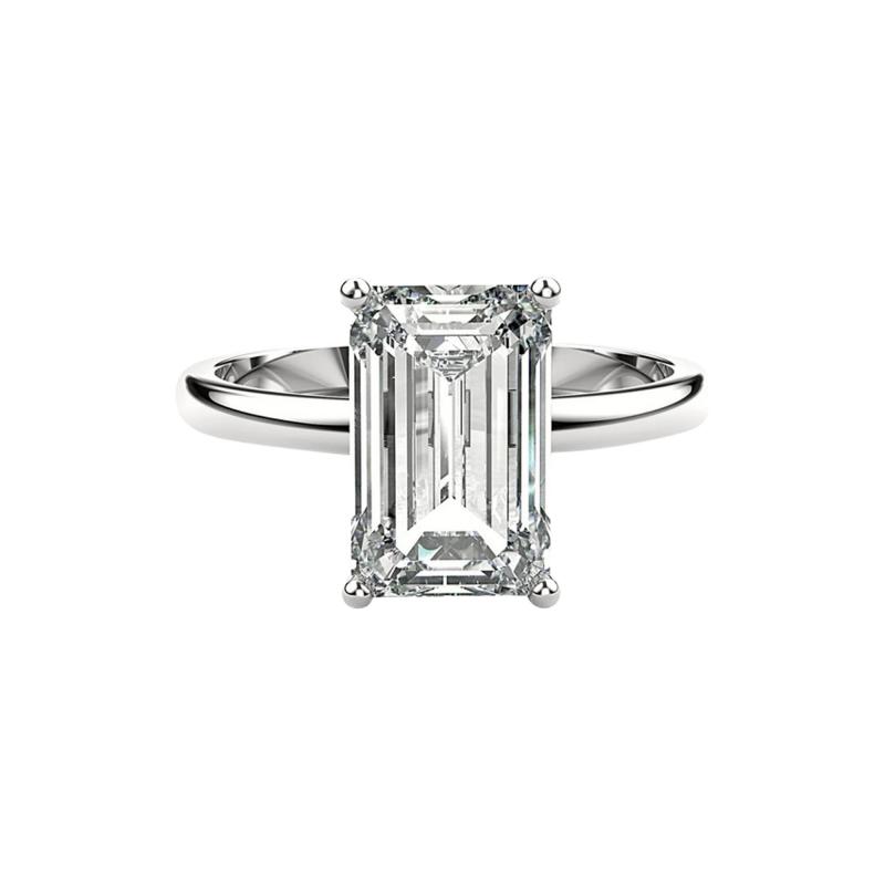 GIA Cert 2 55 Carat Emerald Cut Lab Grown Diamond 14K White Gold Engagement Ring