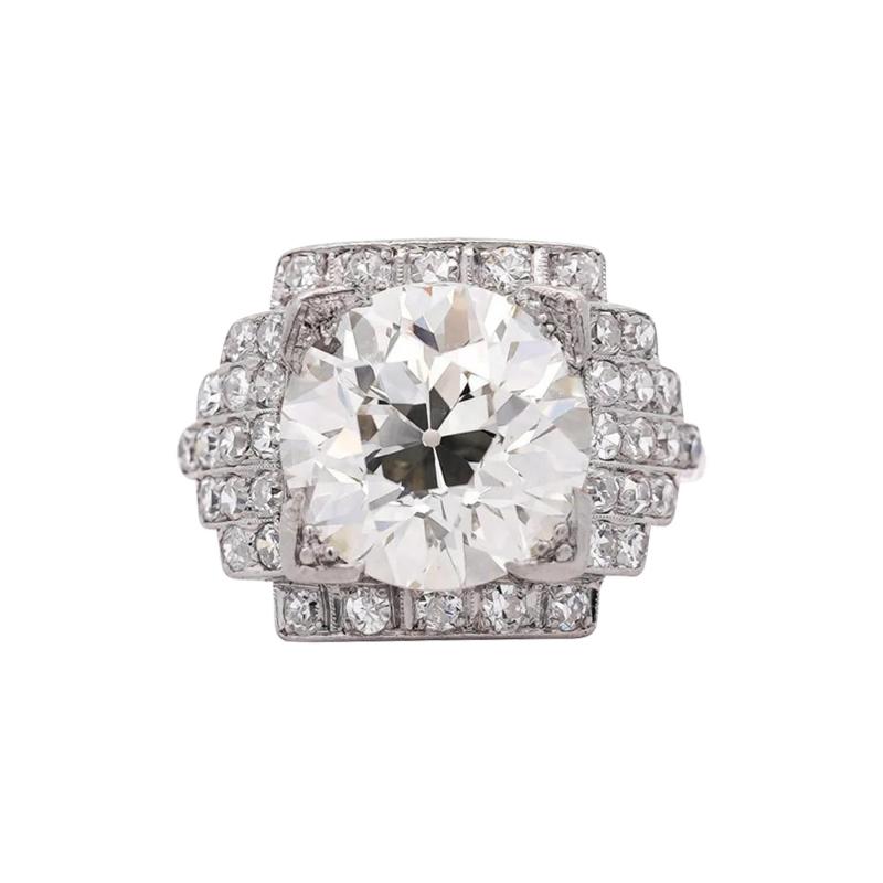 GIA Cert 5 01 Carat Old Euro Cut Diamond Edwardian Antique Platinum Ring