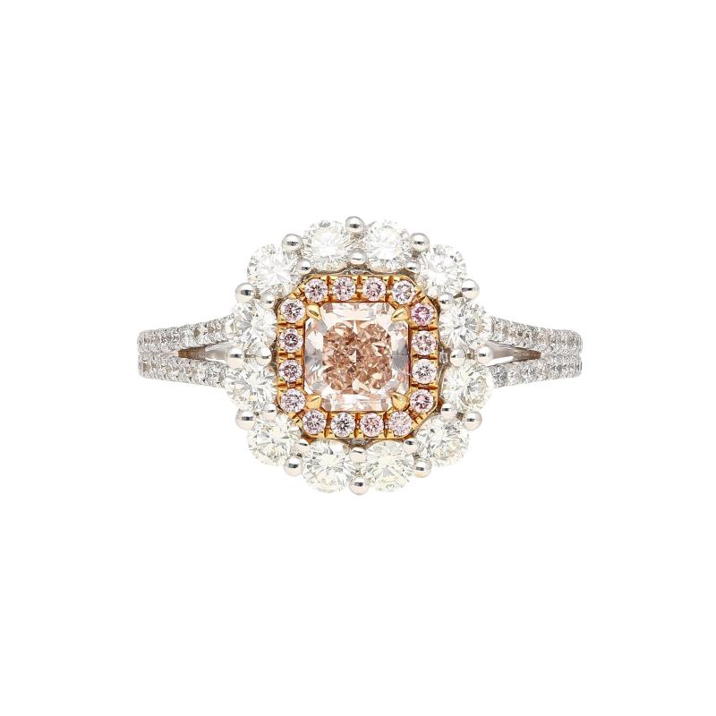 GIA Certified 1 51 CTTW Fancy Light Brown Pink Internally Flawless Diamond Ring