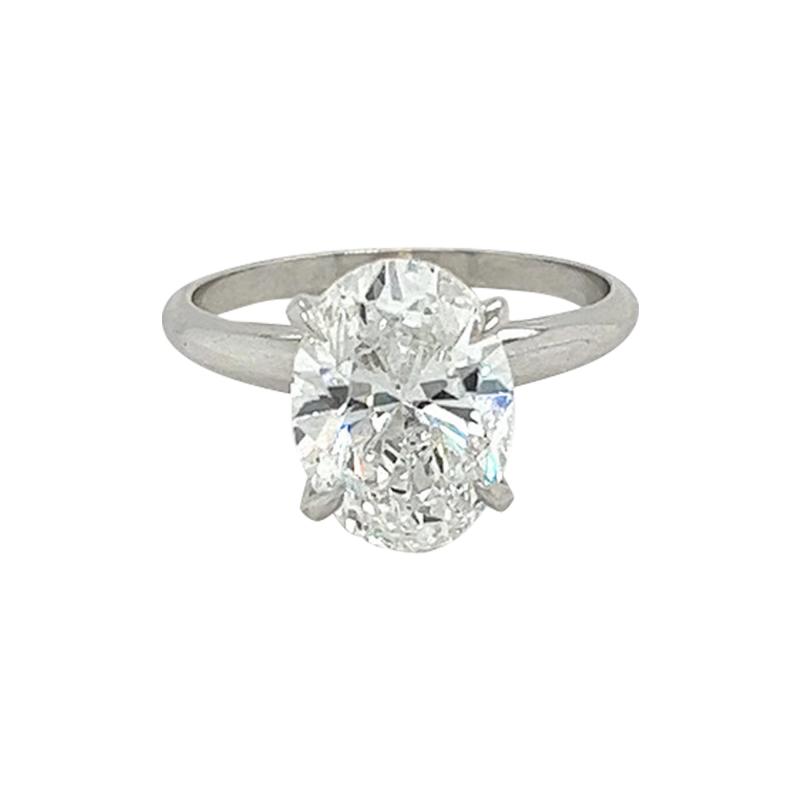 GIA Certified 3 Carat Oval Cut Lab Grown CVD Diamond Solitaire Engagement Ring