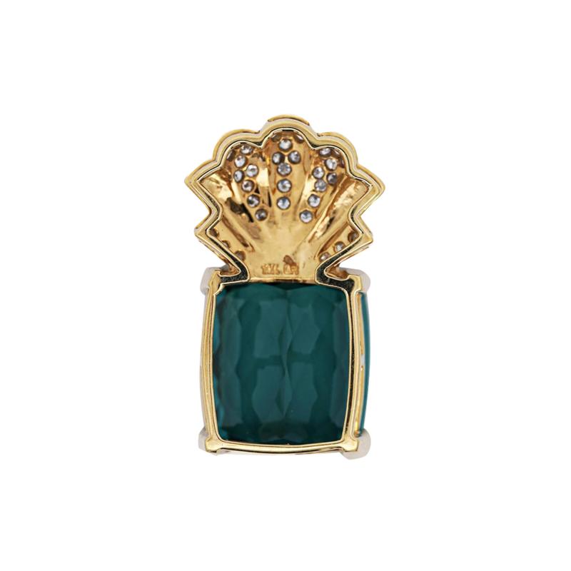 GIA Certified 35 Carat Indicolite Tourmaline Diamond 18K Gold Pendant