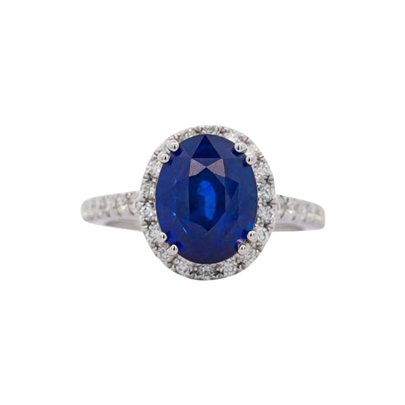 GIA Certified 6 01 Carat Sapphire Diamond in Halo Engagement Ring