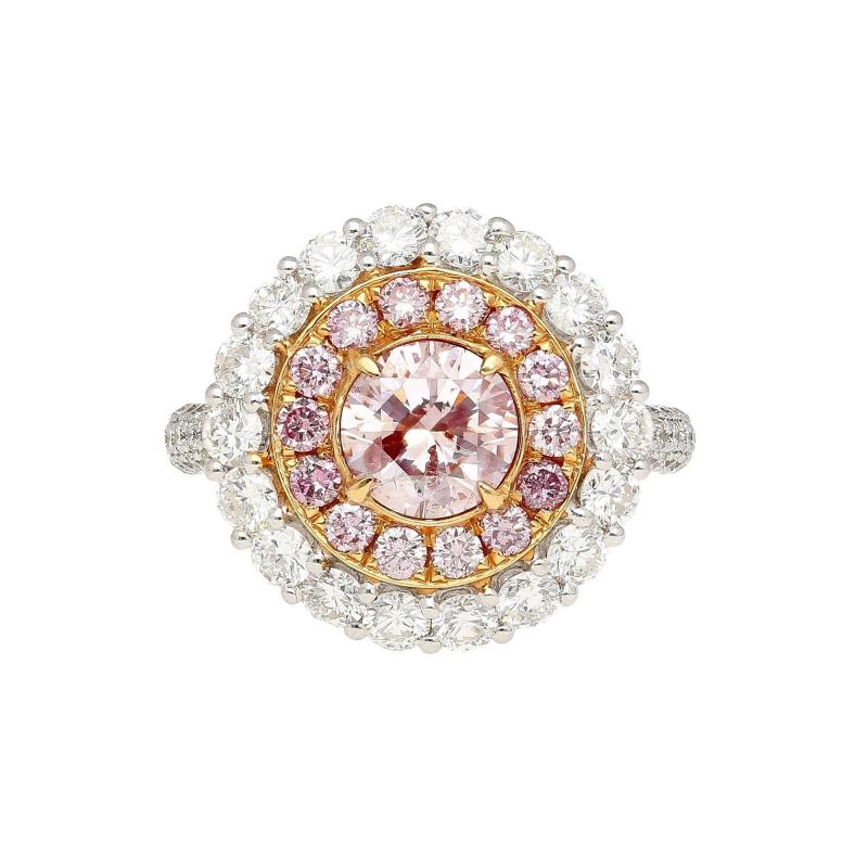 GIA Certified Fancy Pink 3 1 CTW Diamond Double Halo Ring