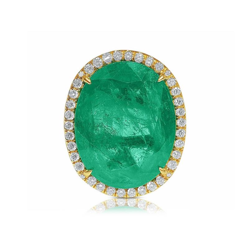 GIA certified 10 Carat Oval Cut Emerald set in 18k solid gold ring