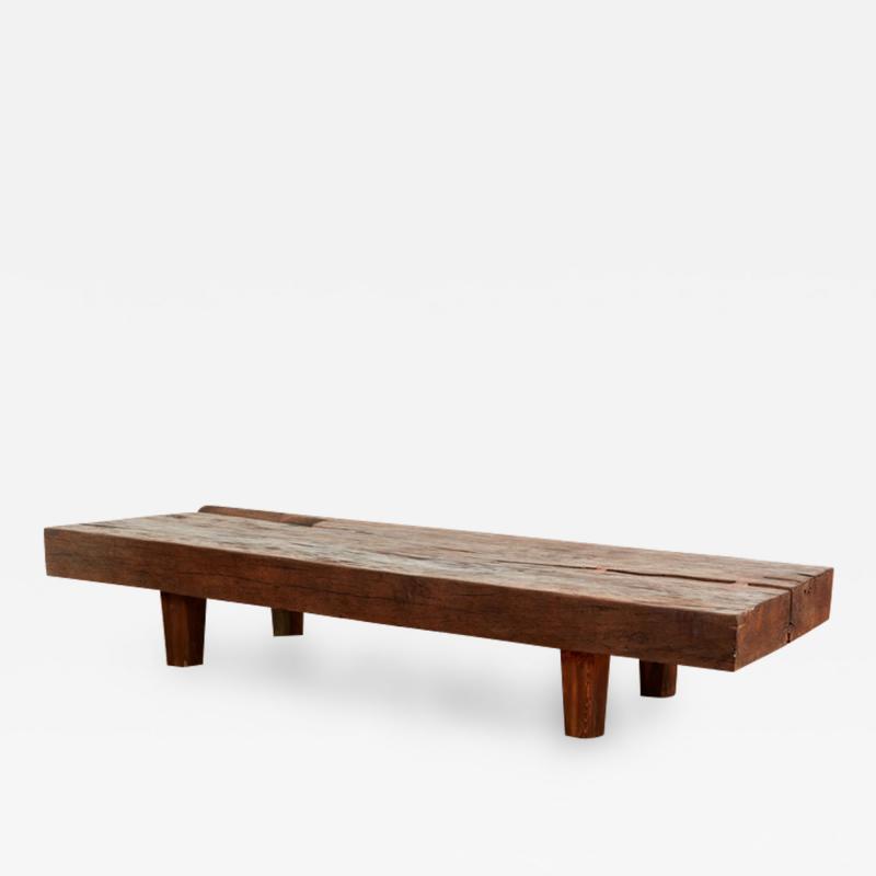 GIANT TEAK SLAB BENCH