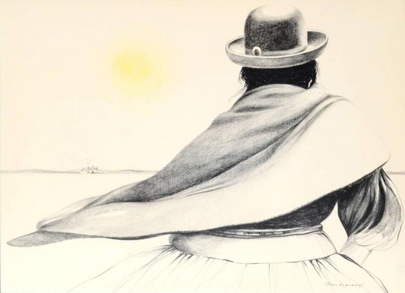 GMO Guillermo Acevedo Mixed Media Painting 1960 s