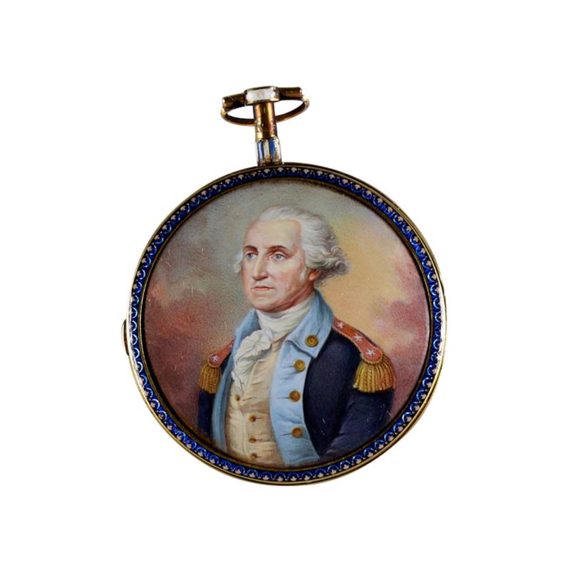 GOLD POCKET WATCH WITH A PORTRAIT MINIATURE OF GENERAL GEORGE WASHINGTON