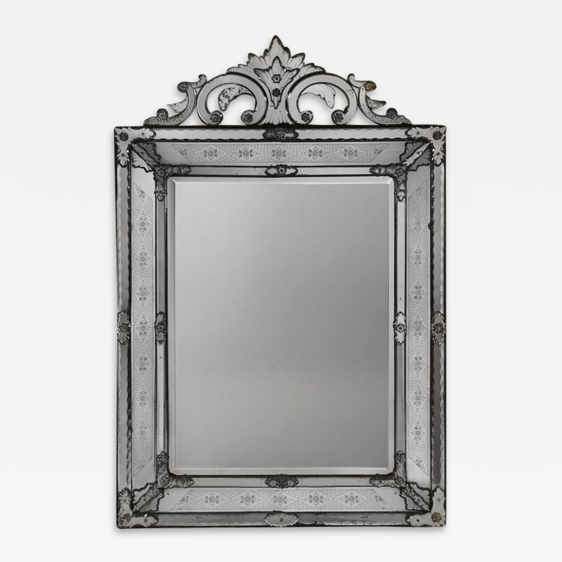 GRAND 19TH CENTURY VENETIAN MURANO BEVELLED GLASS WALL MIRROR