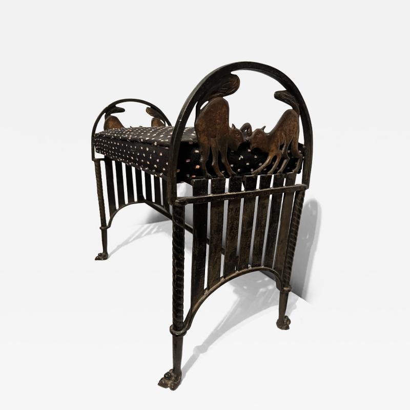 GREAT ART DECO CAST IRON CAT BENCH