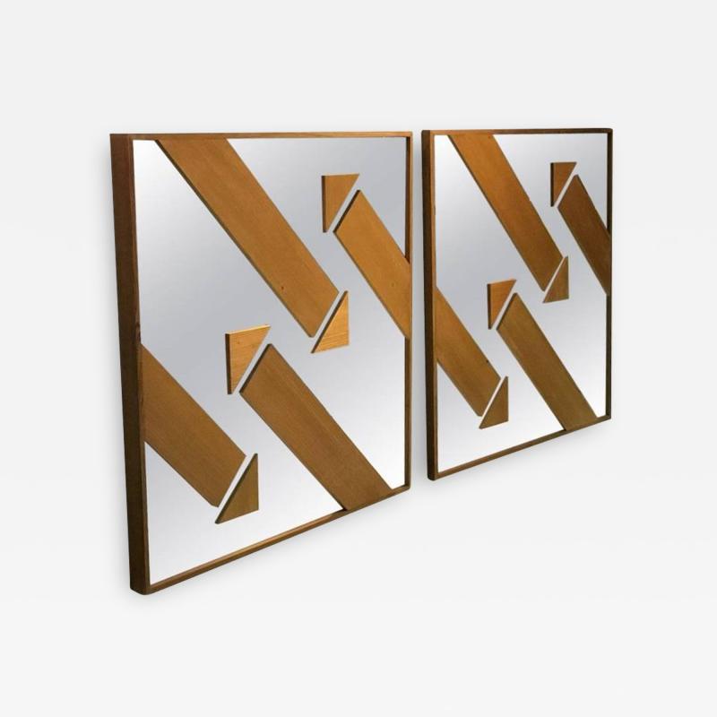 GREAT PAIR OF MODERNIST WOOD ARROW MIRRORS