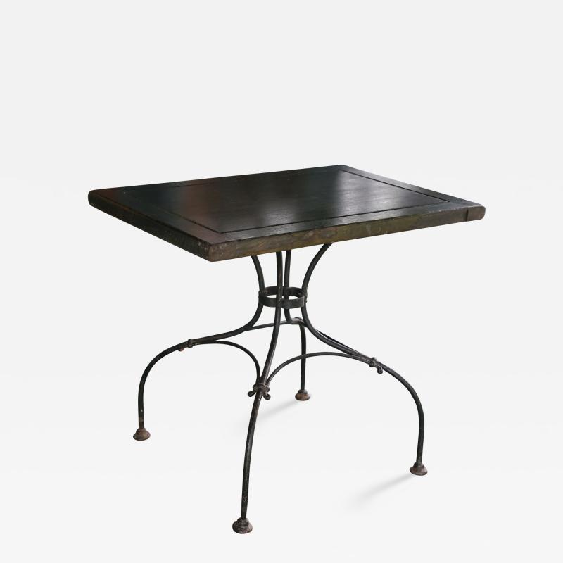 GREEN RECTANGULAR TOP TABLE WITH IRON LEGS