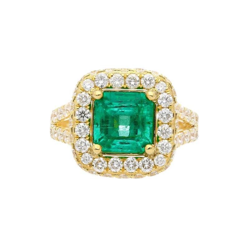 GRS Certified 2 66 Carat Minor Oil Colombian Emerald and Diamond Pave Ring