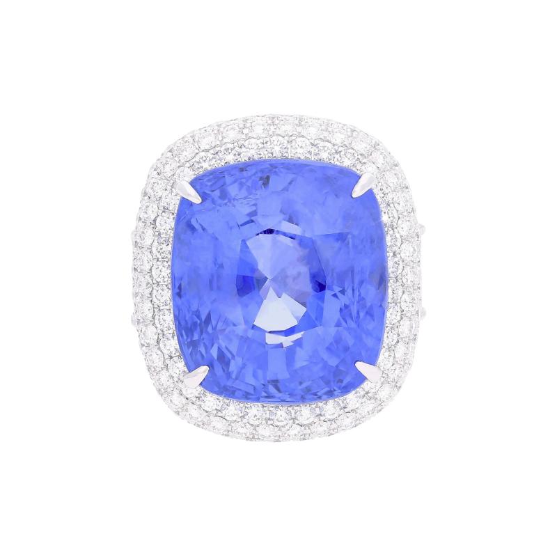 GRS Certified 50 11 Carat Cushion No Heat Sri Lanka Blue Sapphire Ring