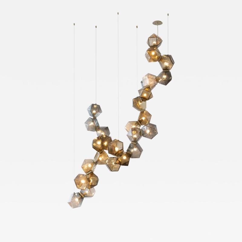 Gabriel Scott Welles Textured Glass Long Chandelier