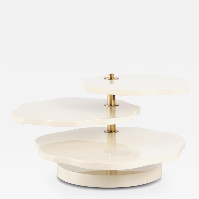 Gabriella Crespi Gabriella Crespi Lotus Leaves 1975 Tiered Accent Table in Ivory Lacquer