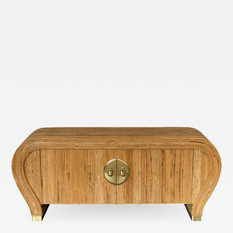 Gabriella Crespi Gabriella Crespi Style Bamboo and Brass Waterfall Sideboard Cabinet