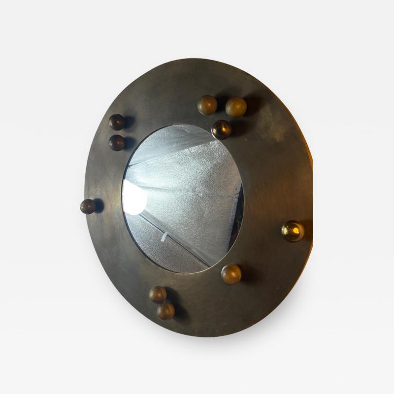 Gabriella Crespi ITALIAN MODERNIST BRASS BALL ROUND MIRROR