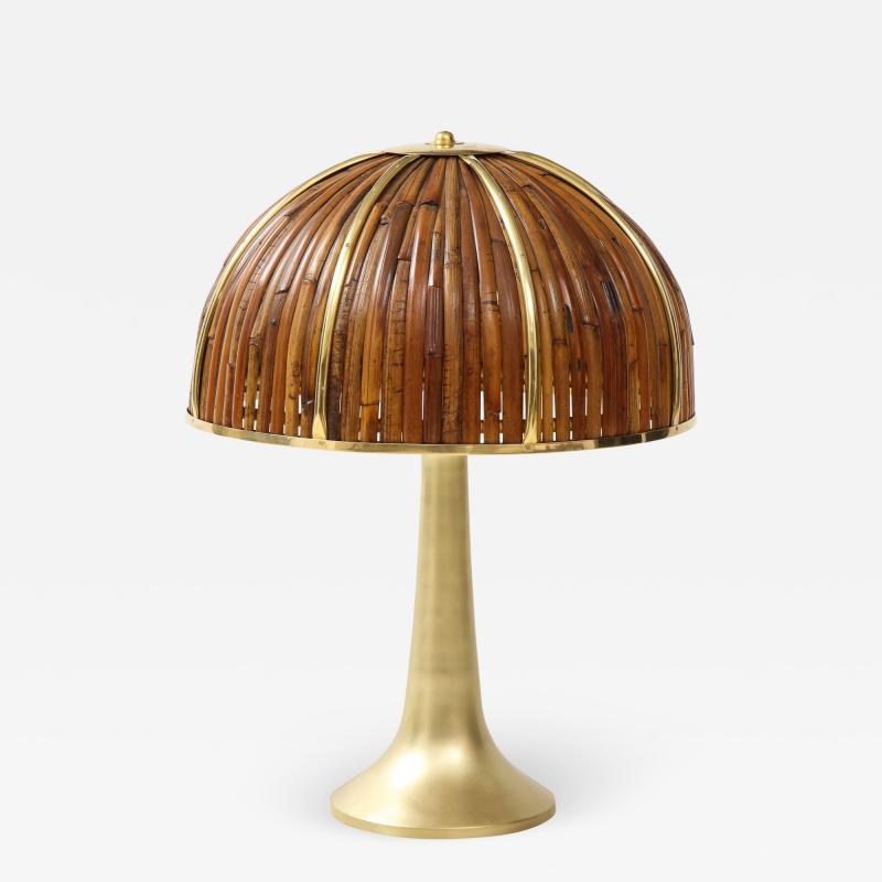 Gabriella Crespi Large Bamboo and Brass Fungo Table Lamp