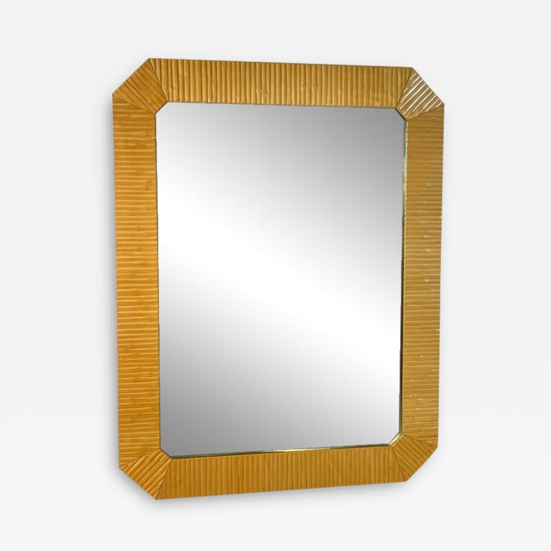 Gabriella Crespi MODERNIST SPLIT BAMBOO AND BRASS RECTANGULAR MIRROR