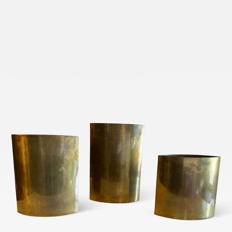 Gabriella Crespi Set of Three 3 Authentic Signed Gabriella Crespi Brass Vases