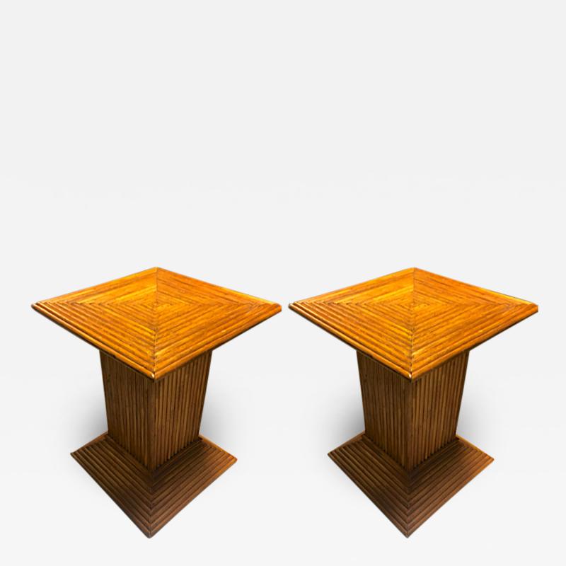 Gabriella Crespi Style of Gabriella Crespi pair of bamboo side table