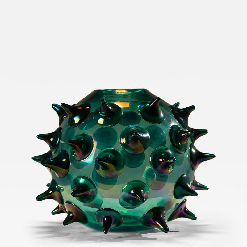 Gae Aulenti Riccio Vase by Gae Aulenti in Green for Venini Italy 2006