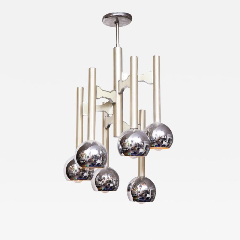 Gaetano Sciolari 1970s Vintage Chrome Light Fixture