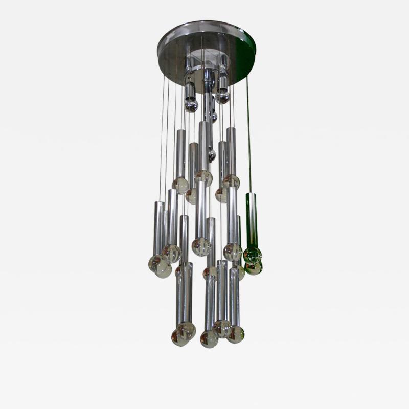 Gaetano Sciolari Gaetano Sciolari Chandelier With Chrome Tubes Crystal Balls