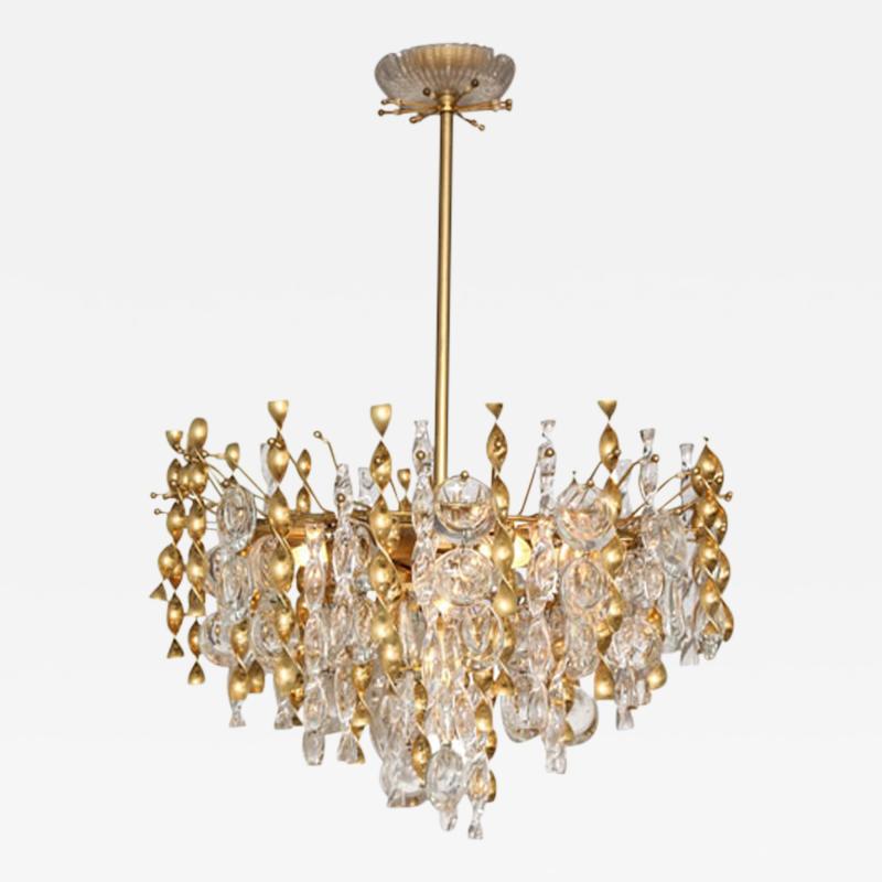 Gaetano Sciolari Gaetano Sciolari Crystal Lens Pendant Chandelier Italy c 1960