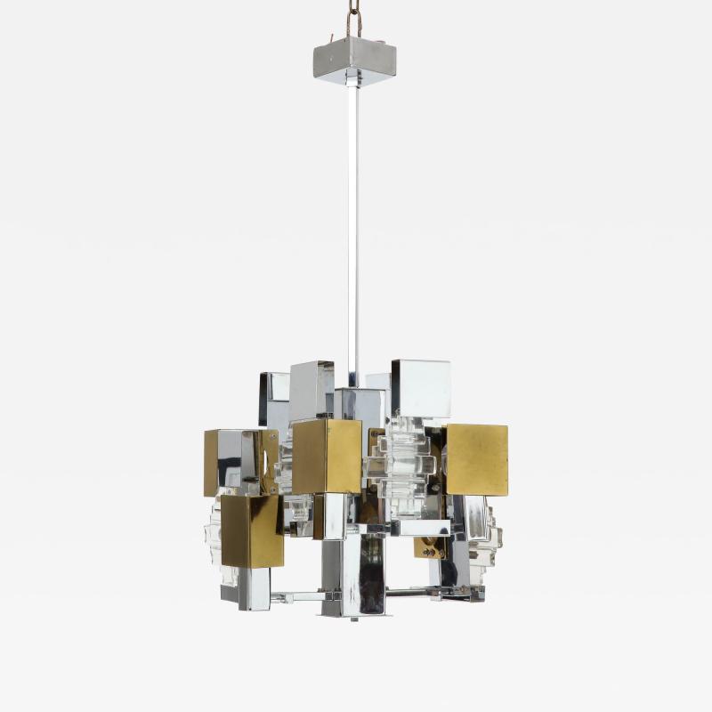 Gaetano Sciolari Gaetano Sciolari Italian Modern Cubist chandelier