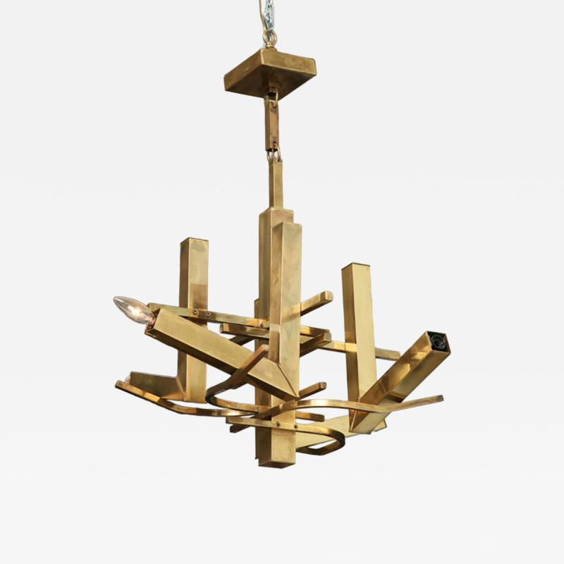 Gaetano Sciolari Gaetano Sciolari Mid Century Italian Modern Brass Eight Light Chandeliers