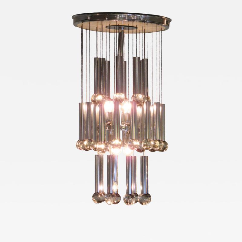 Gaetano Sciolari Pair of Scolari Italian Modern Polished Chrome Chandeliers
