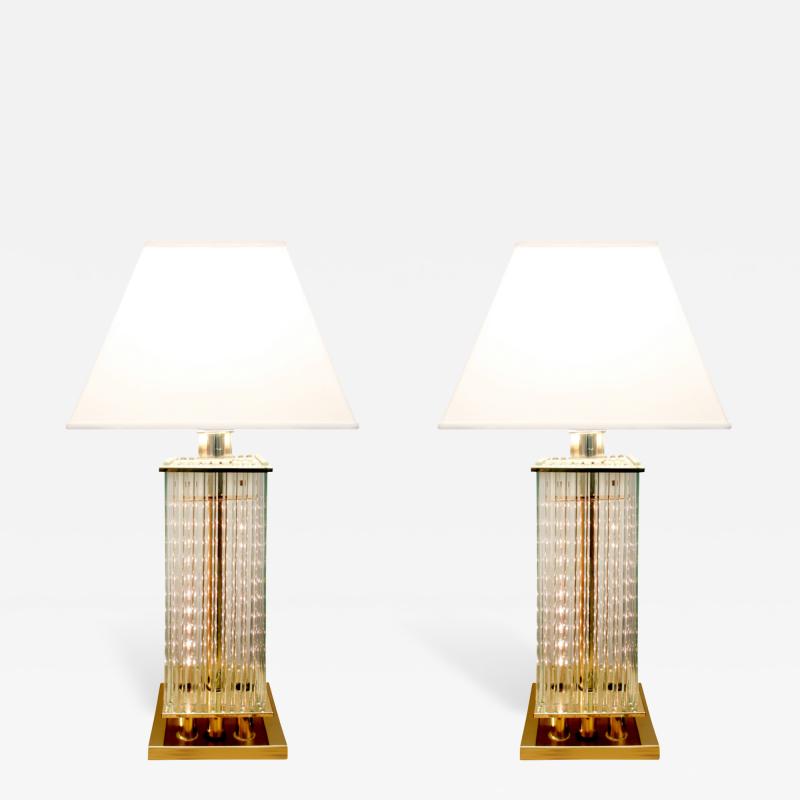 Gaetano Sciolari Sciolari Chic Pair of Table Lamps with Suspended Glass Rods 1970s