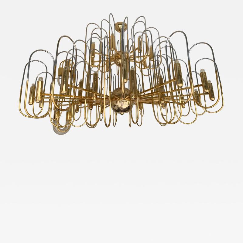 Gaetano Sciolari XXL Brass Chandelier Astrolab by Sciolari Italy 1970s