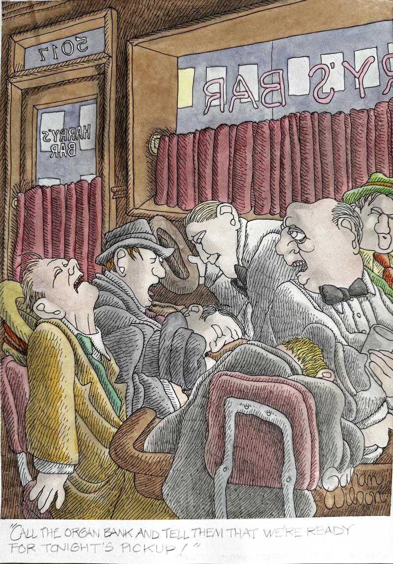 Gahan Wilson Macabre Bar Scene Drunks School of Charles Addams Playboy Cartoon