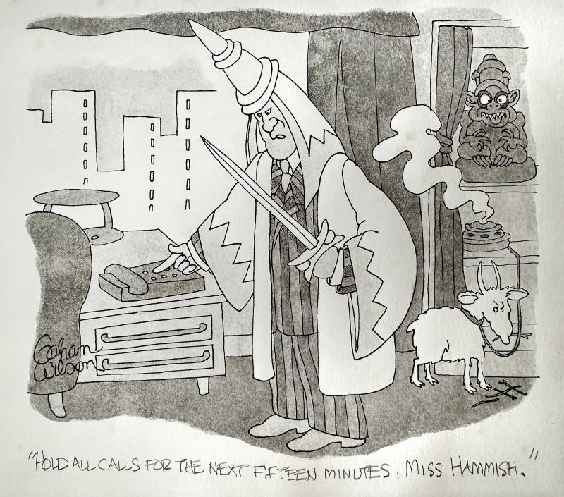 Gahan Wilson Macabre Sacrifice in the Office New Yorker Cartoon Dark Humor